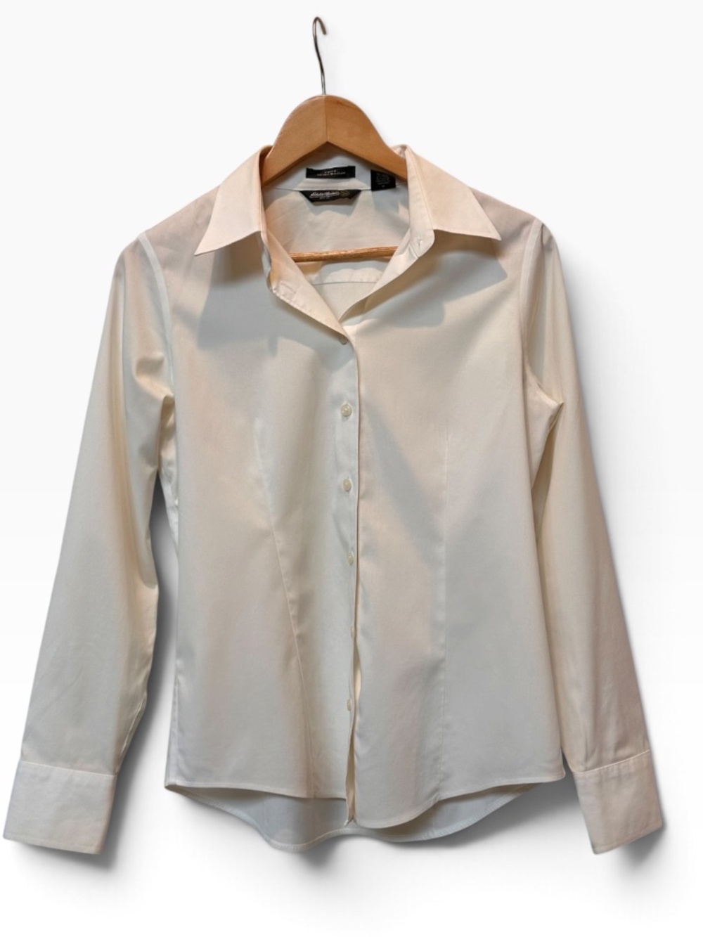 Eddie Bauer Womens White Stretch Wrinkle Resistant Long Sleeve Button Up Shirt M